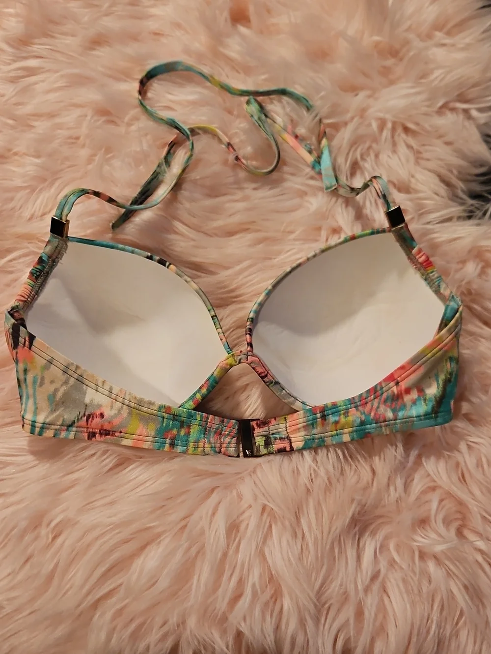 Vs Vintage 2012 Tropical Abstract Tease Halter Cheeky  Bikini